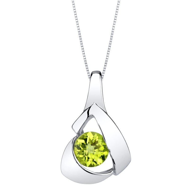 Peora Peridot Sterling Silver Chiseled Pendant Necklace In Grey