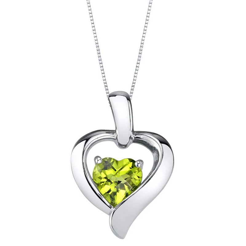 Peora Peridot Sterling Silver Heart In Heart Pendant Necklace In Green