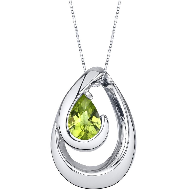 Peora Peridot Sterling Silver Wave Pendant Necklace In Green