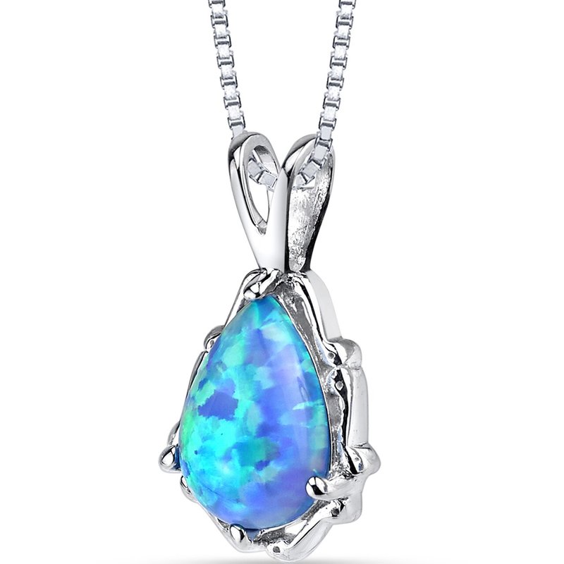 Peora Powder Blue Opal Stala Pendant Necklace Sterling Silver In Grey