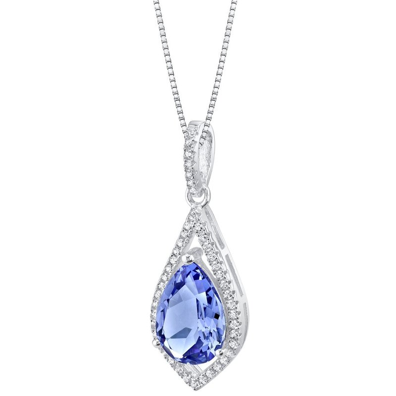 Peora Simulated Tanzanite Sterling Silver Regal Pendant Necklace In Blue