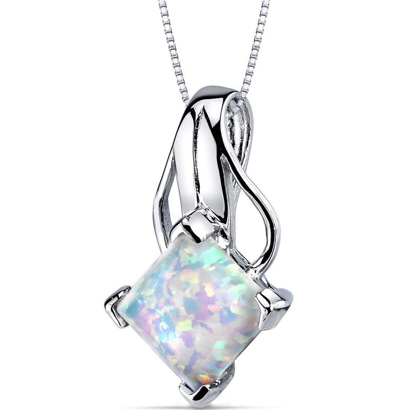 Peora White Opal Pendant Necklace Sterling Silver Princess In Grey