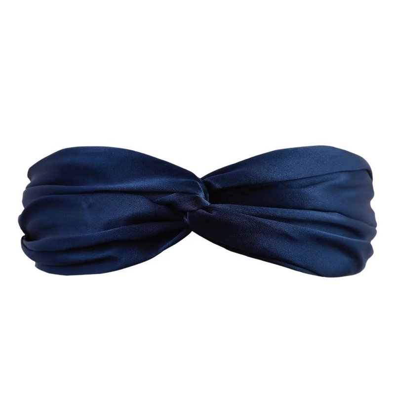 Perle Silk Charmeuse Silk Headband In Blue