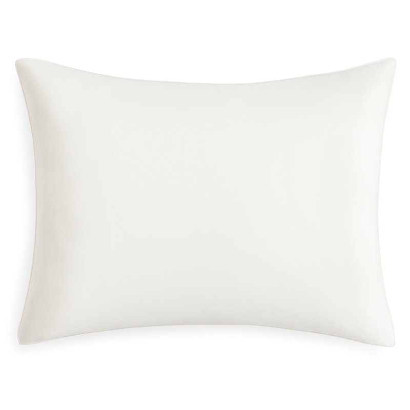 Perle Silk Charmeuse Silk Pillowcase With Classic Pipping In White