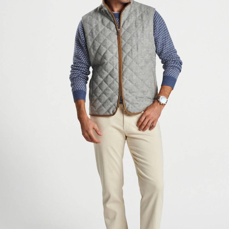 Shop Peter Millar Essex Quilted Wool Travel Vest In Grey