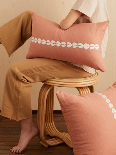 PILLOWPIA Cowrie Embroidered Lumbar Pillow in Sandalwood product
