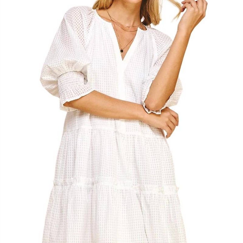 Shop Pinch 3/4 Sleeve Tiered Dress In White