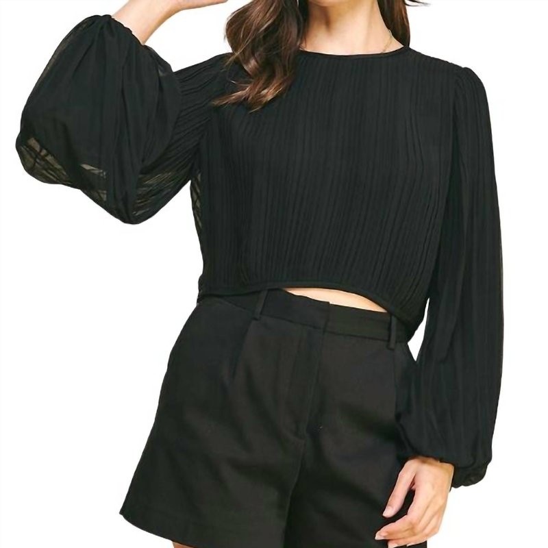 Shop Pinch Pleated Cropped Blouse In Black
