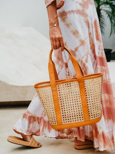 Pink Haley Andrea Cane Woven And Leather Shopper Tote product