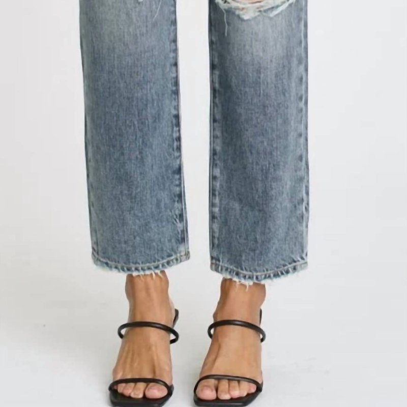 Pistola Charlie High Rise Straight With Exposed Button Fly Jean In Blue