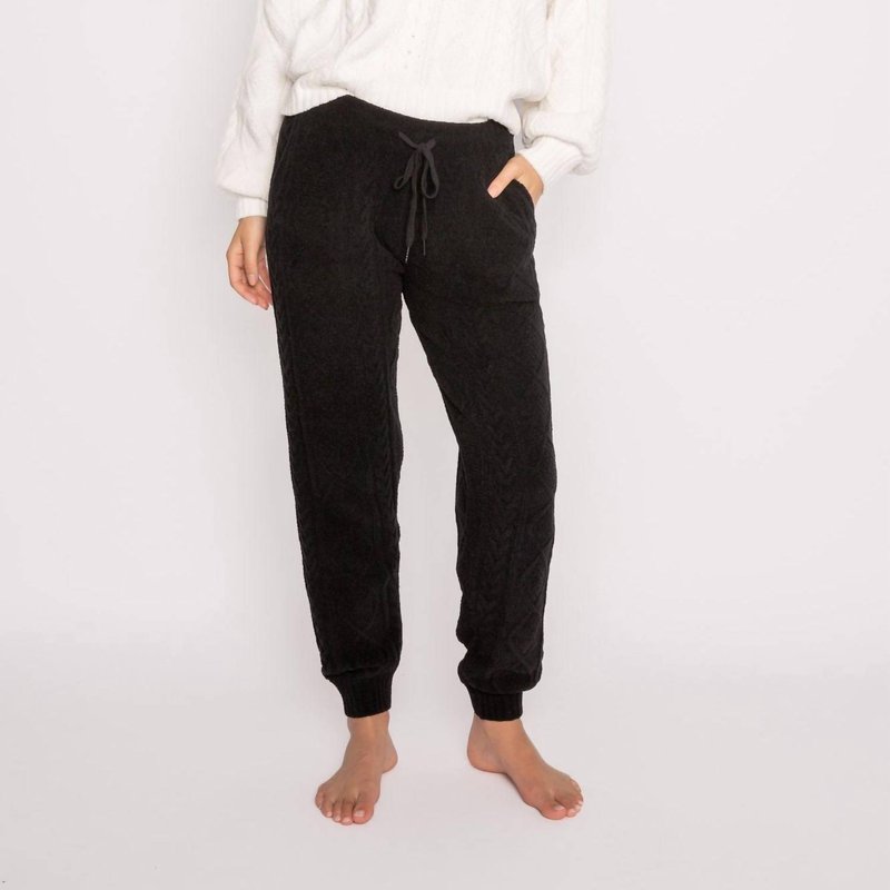 Shop Pj Salvage Cable Sweater Banded Jogger In Black