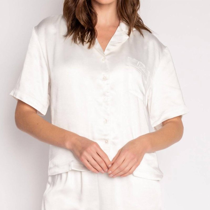 Shop Pj Salvage Luxe Aloe Bridal Short Sleeve Top In White