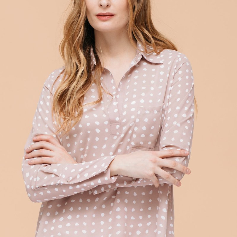 Pleione Long-sleeve Gathered-back Blouse In Neutral