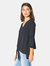 Tie Front Dropped Ruffle Sleeve Top in Black