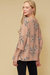 Women's 3/4 Floral Printed Sleeve Pleated Blouse Top