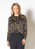Women's Chained Print Scarf Tie Blouse - Black Gold Chain