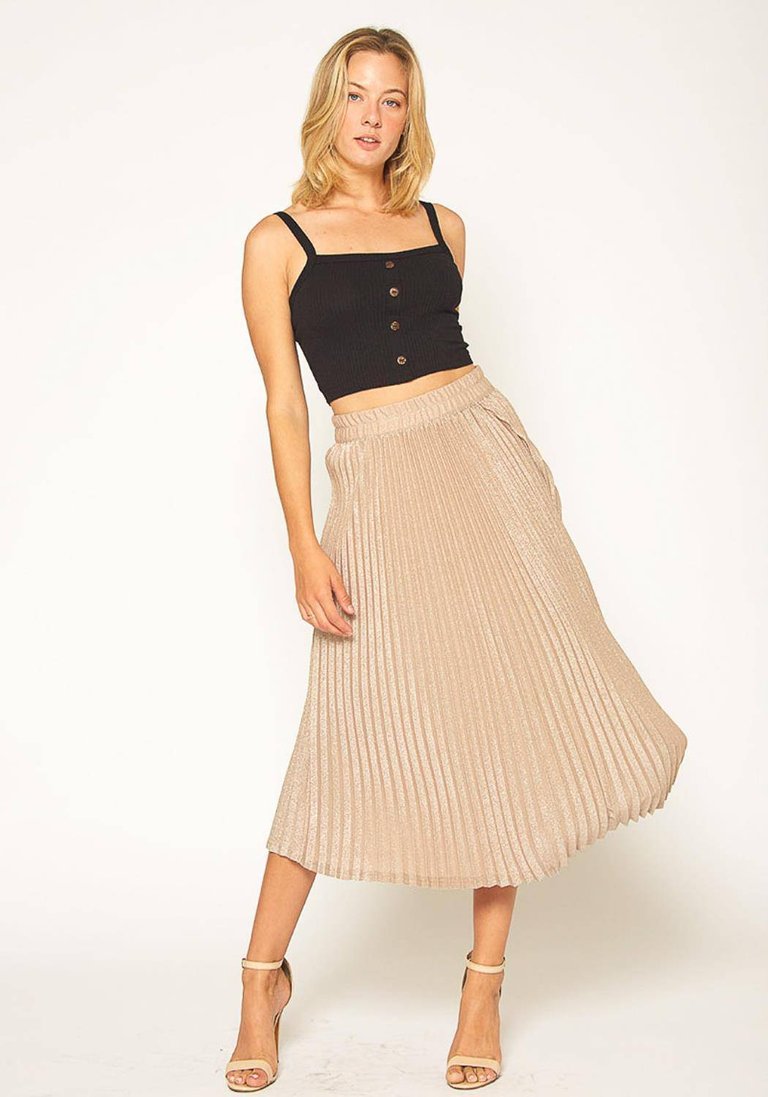 Women's Lurex Pleated Maxi Skirt - Blush