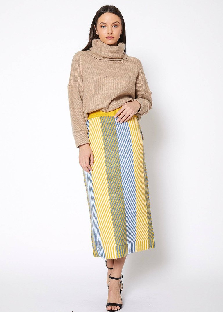 Women's Multi Stripe Knit Midi Skirt - Multi Stripe