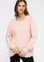 Women's Round Neck Sweater With Long Cuff Sleeves - Blush