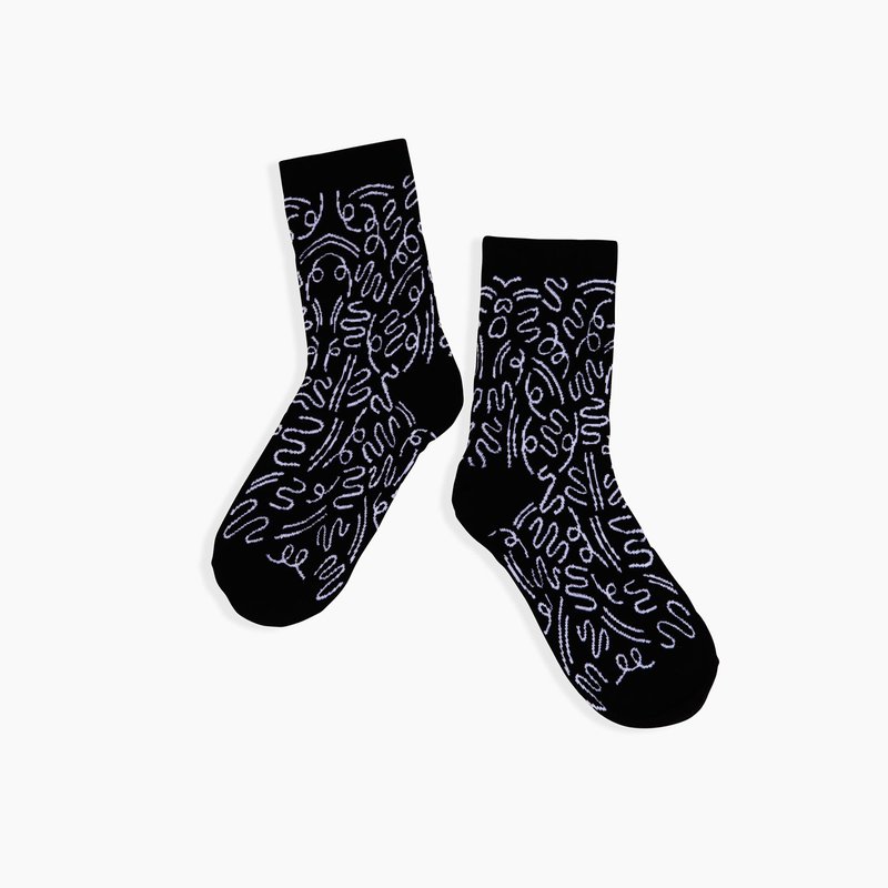 Poketo Cotton Socks In Doodles In Black