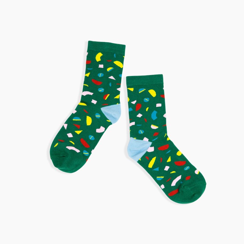 Poketo Cotton Socks In Doodles In Green