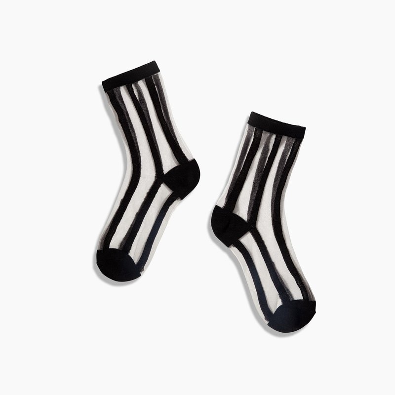 Poketo Sheer Socks In Black Lines