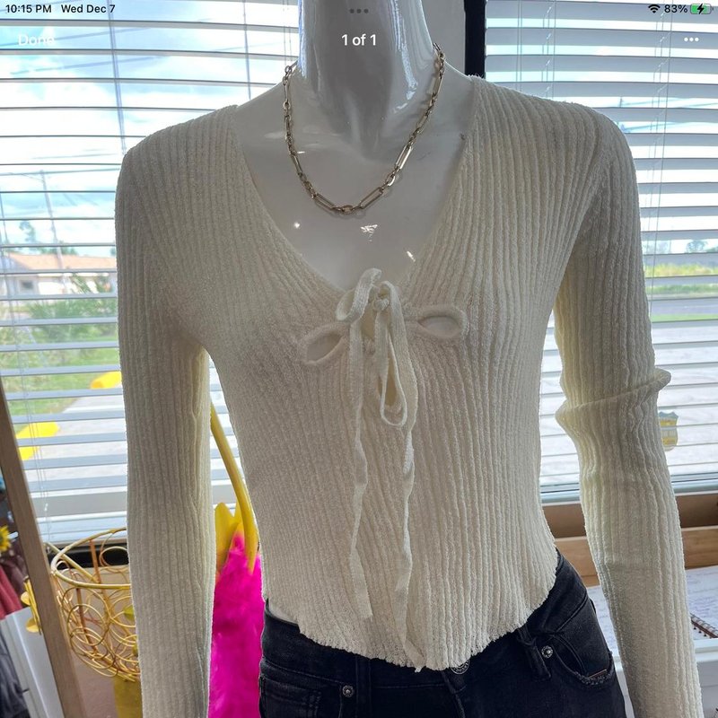 Shop Pol Fitted Sweater With Scoop Neck Line In White