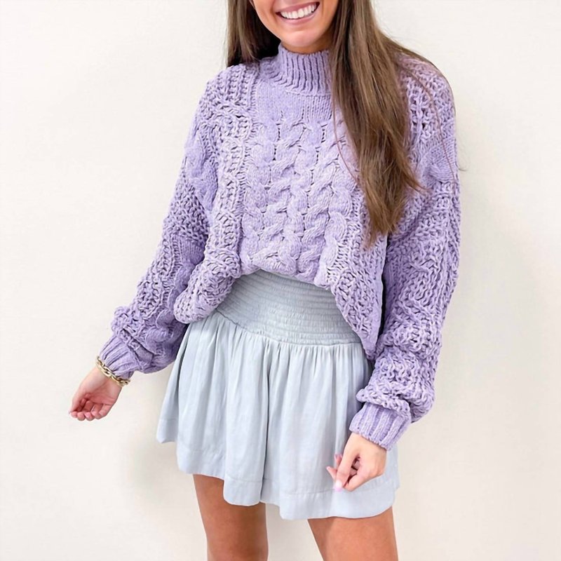 Shop Pol Lily Mock Neck Sweater In Purple