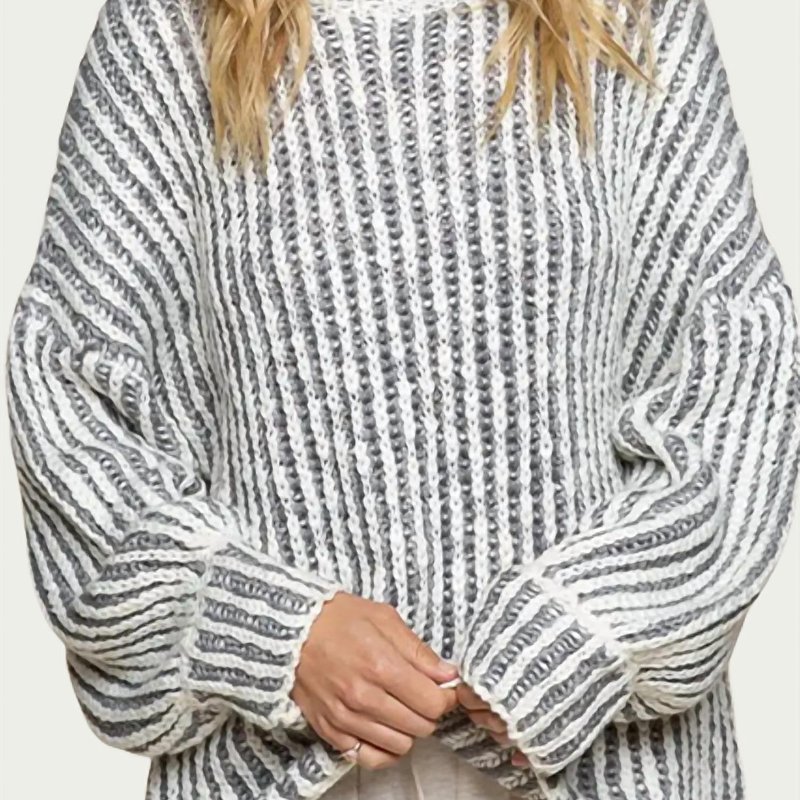 Shop Pol Mock Neck Knit Sweater In Grey