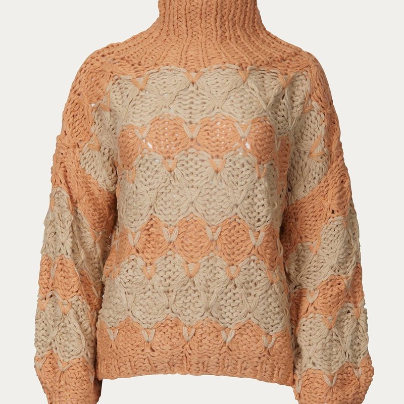 Pol Open-knit Chunky Turtleneck Sweater In Brown