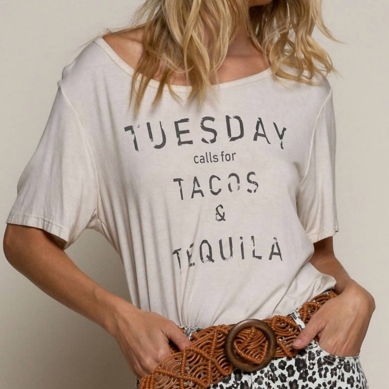 Shop Pol Tacos And Tequila Graphic Tee In White