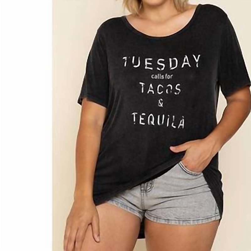 Pol Tacos And Tequila Graphic Tee In Black