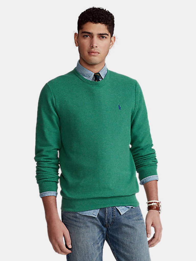 Cotton Crewneck Sweater - Potomac Green