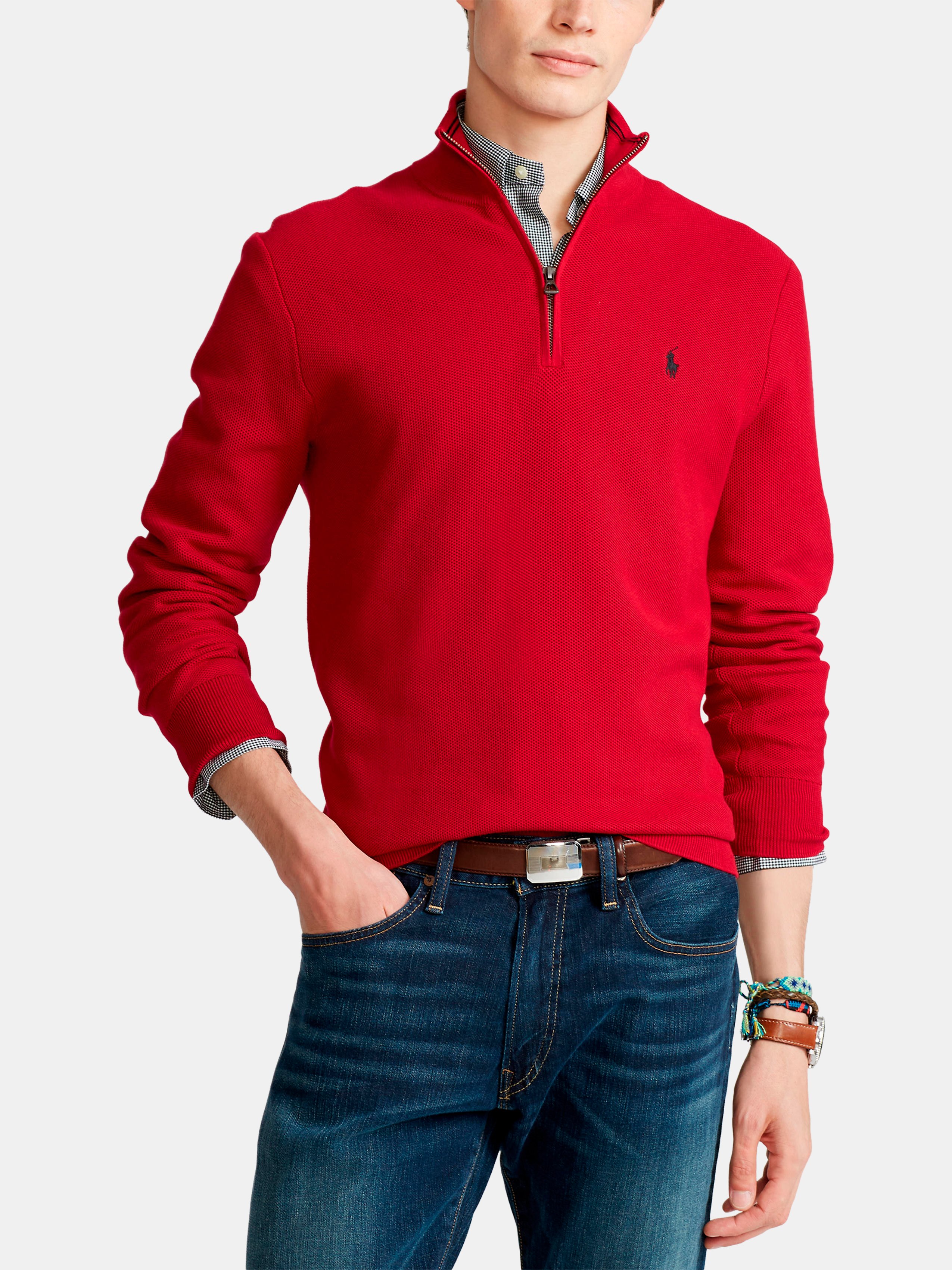 ralph lauren red quarter zip