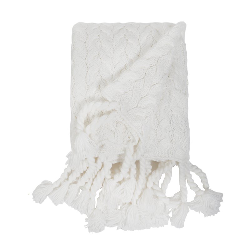 Pom Pom At Home Capistrano Throw Blanket In White