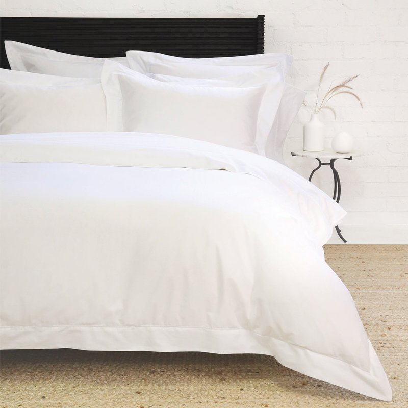 Pom Pom At Home Classico Hemstitch Cotton Sateen Duvet Cover Set In White