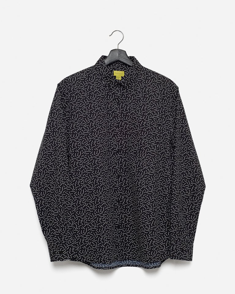 Squiggles Printed Casual Button-Down Long Sleeve Shirt