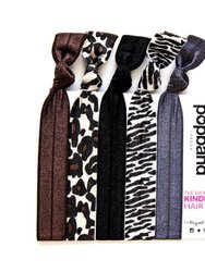 Animal Soft Stretchy Kink Free Printed Hair Ties - 5 Pack