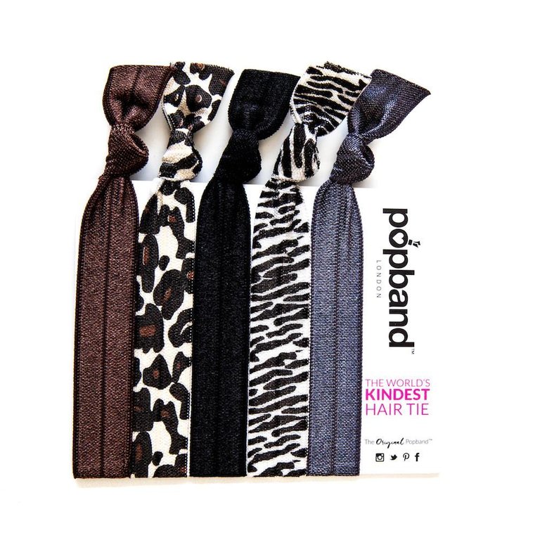 Animal Soft Stretchy Kink Free Printed Hair Ties - 5 Pack