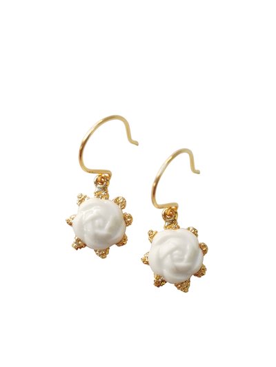 POPORCELAIN Mini Porcelain Camellia Flower Charm Earrings product