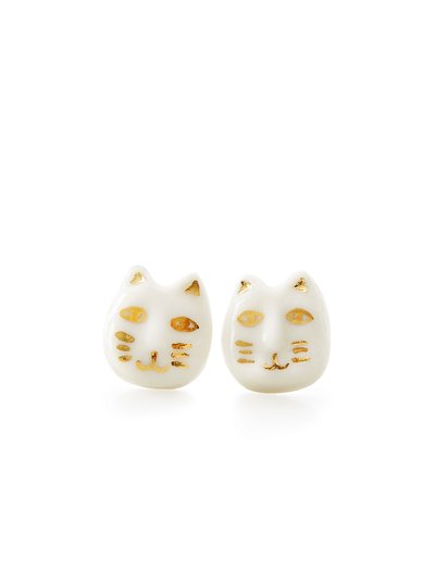 POPORCELAIN Porcelain Lucky Cat Stud Earrings product