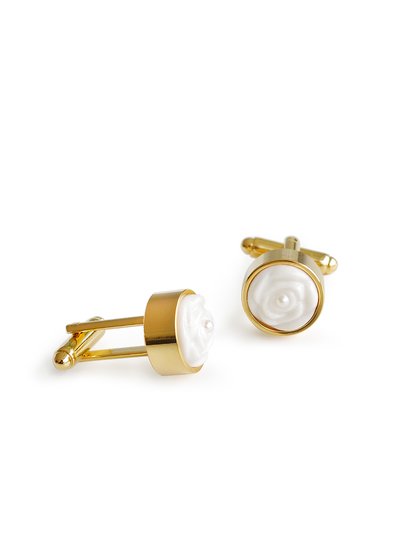 POPORCELAIN Porcelain Rose With Pearl Cufflinks product