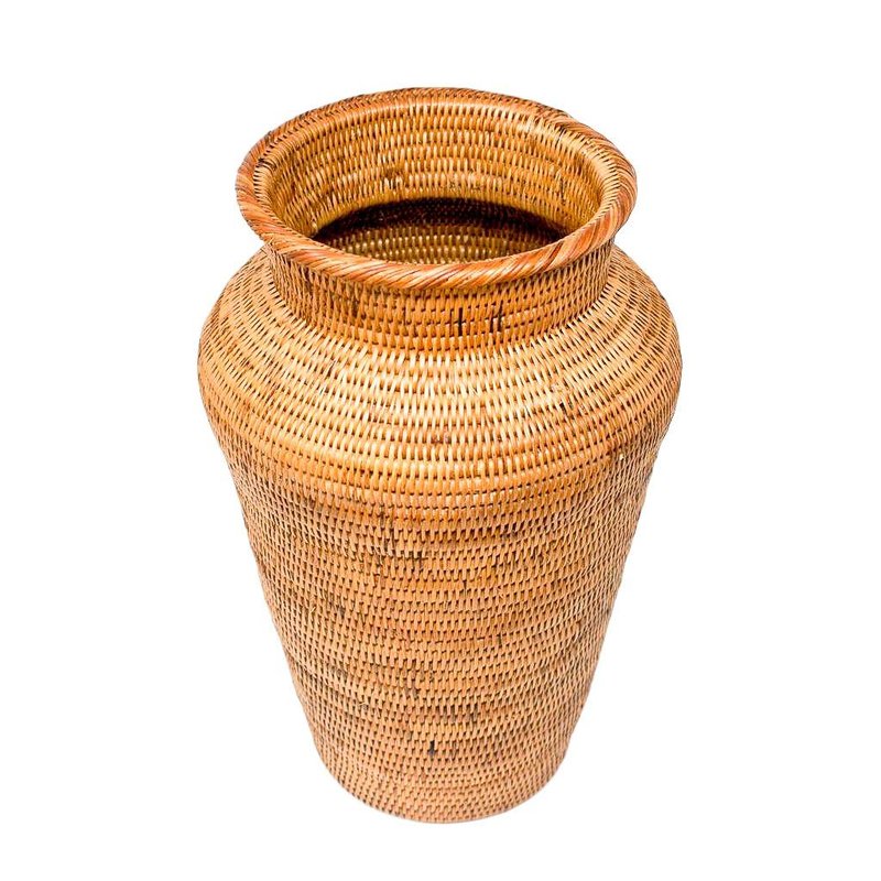Poppy & Sage Honey Rattan Decor Vase In Brown