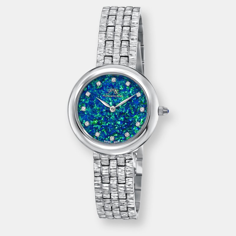 Porsamo Bleu Charlize Women's Silver Tone, Opal Dial Jewelry Watch With Topaz Hourmarkers