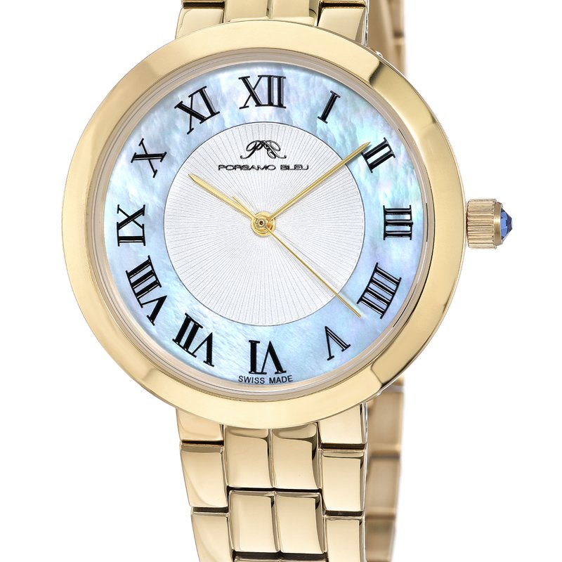 Shop Porsamo Bleu Helena Women's Baby Blue And Goldtone Bracelet Watch, 1072bhes