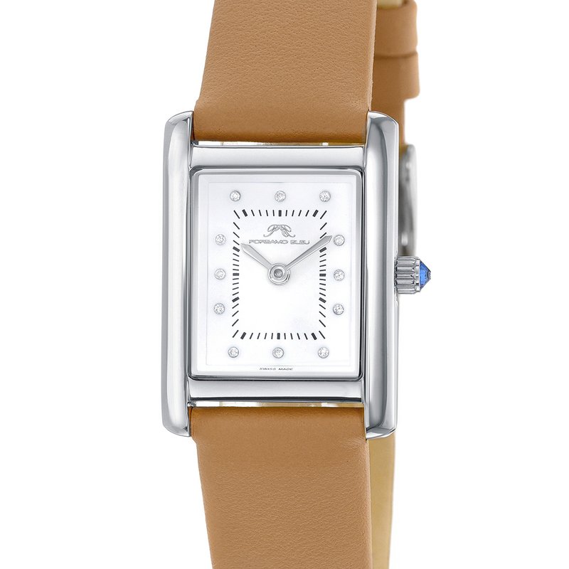 Shop Porsamo Bleu Karolina Women's Diamond Watch With Cognac Leather Band, 1081ckal