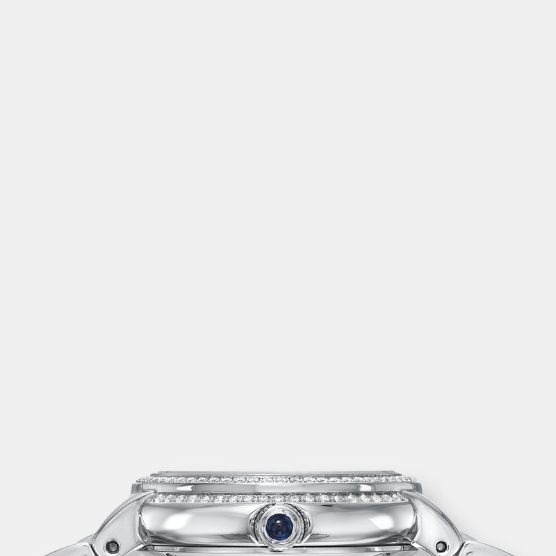 Shop Porsamo Bleu Stella Women's Silver Tone Crystal Watch With Guilloche-sunray Dial In Grey