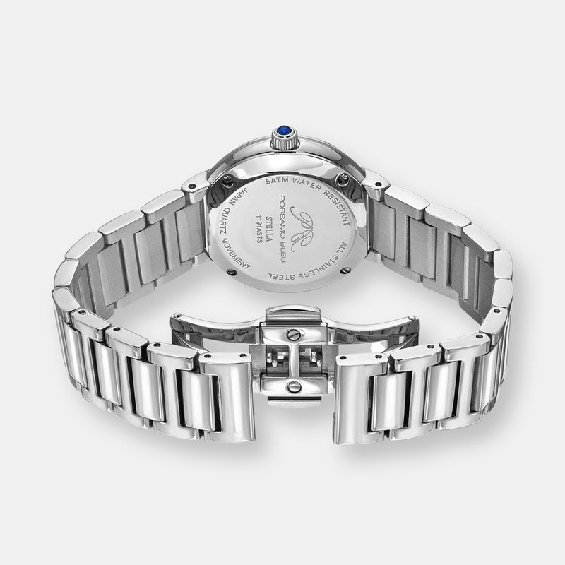 Shop Porsamo Bleu Stella Women's Silver Tone Crystal Watch With Guilloche-sunray Dial In Grey