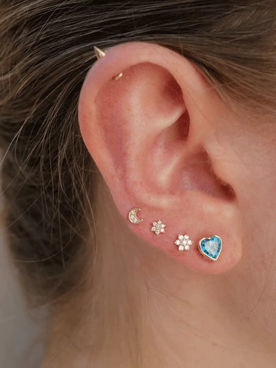 Porter Lyons Mini Diamond Flower Threaded Flat Back Earring | .30GMS .03CT | Single product