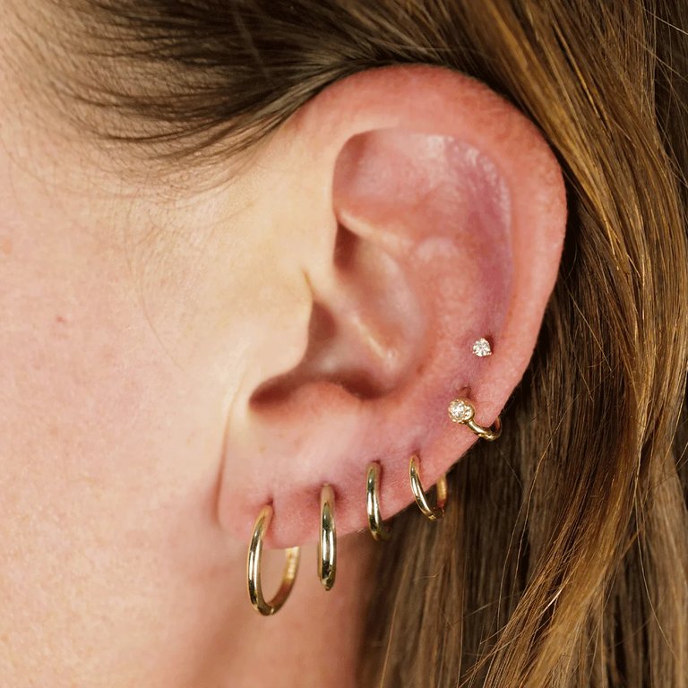 Petite Diamond Threaded Flat Back Earring | .50GMS .06CT | Single - Yellow Gold Diamond